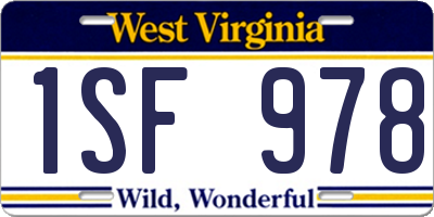 WV license plate 1SF978