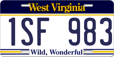 WV license plate 1SF983