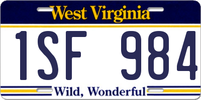 WV license plate 1SF984