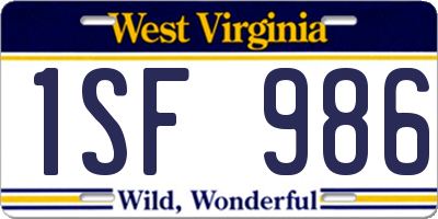 WV license plate 1SF986