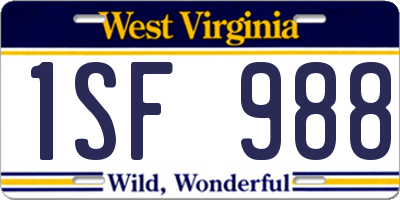 WV license plate 1SF988