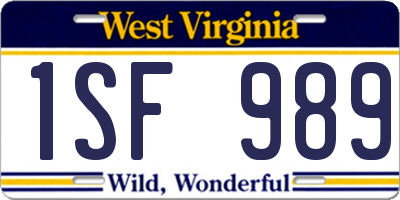 WV license plate 1SF989