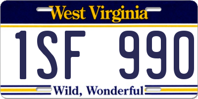 WV license plate 1SF990