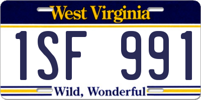 WV license plate 1SF991