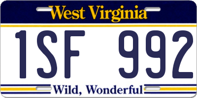WV license plate 1SF992