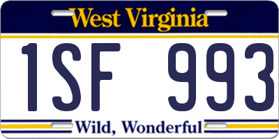WV license plate 1SF993