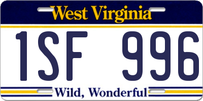 WV license plate 1SF996