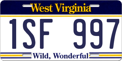 WV license plate 1SF997