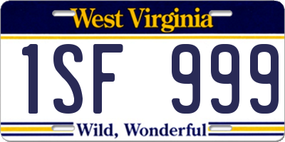 WV license plate 1SF999