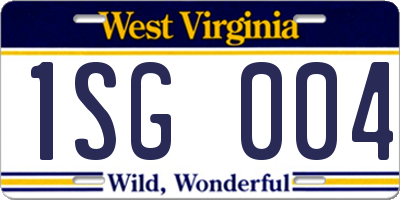 WV license plate 1SG004