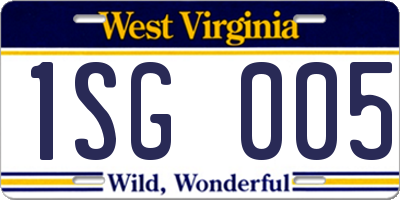 WV license plate 1SG005