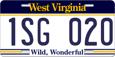 WV license plate 1SG020