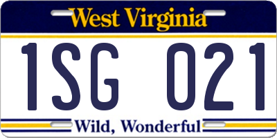 WV license plate 1SG021