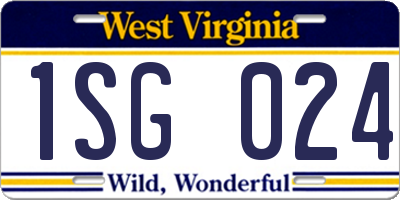 WV license plate 1SG024