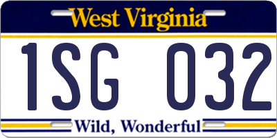 WV license plate 1SG032