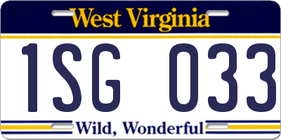 WV license plate 1SG033