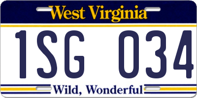 WV license plate 1SG034