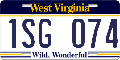 WV license plate 1SG074