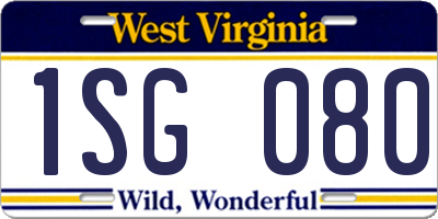 WV license plate 1SG080