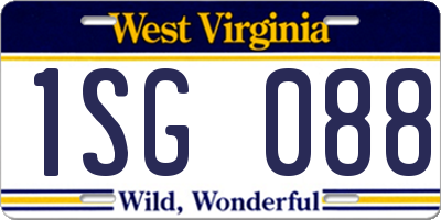WV license plate 1SG088