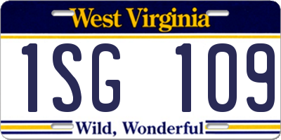 WV license plate 1SG109