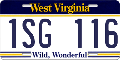 WV license plate 1SG116