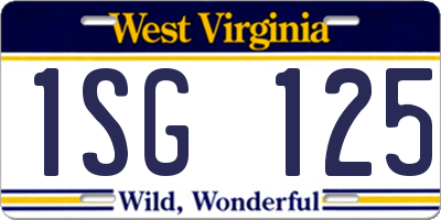 WV license plate 1SG125
