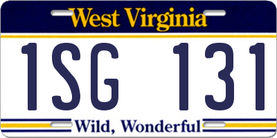 WV license plate 1SG131
