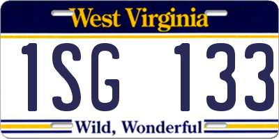 WV license plate 1SG133