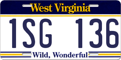 WV license plate 1SG136