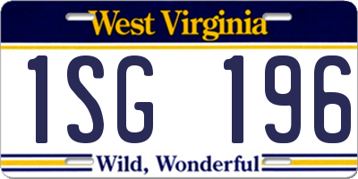 WV license plate 1SG196