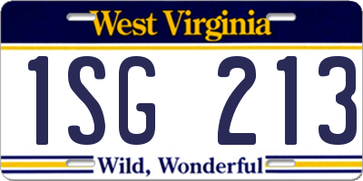 WV license plate 1SG213
