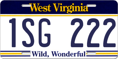 WV license plate 1SG222