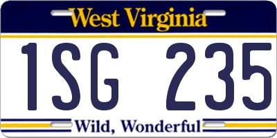 WV license plate 1SG235