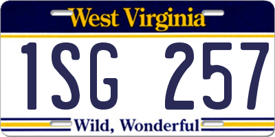 WV license plate 1SG257