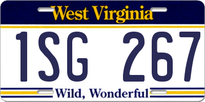 WV license plate 1SG267