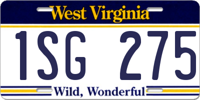WV license plate 1SG275