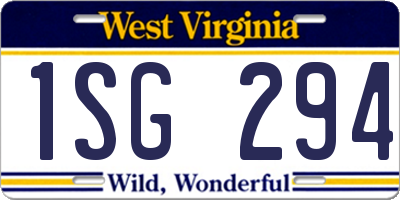 WV license plate 1SG294