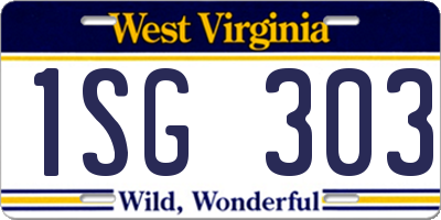 WV license plate 1SG303