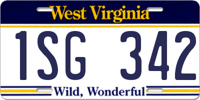 WV license plate 1SG342
