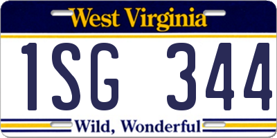 WV license plate 1SG344