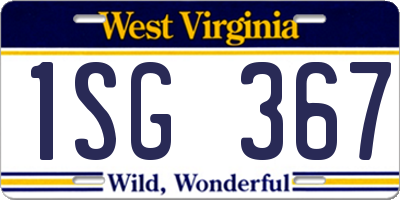 WV license plate 1SG367