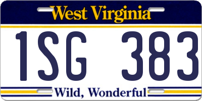 WV license plate 1SG383