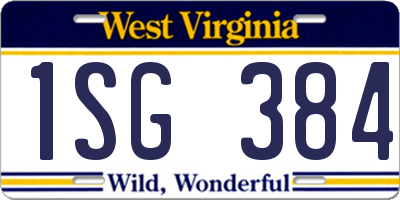 WV license plate 1SG384