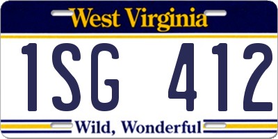 WV license plate 1SG412