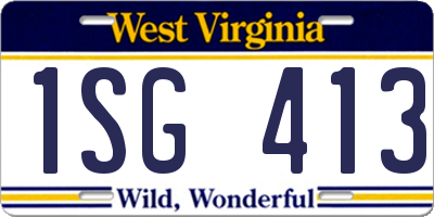 WV license plate 1SG413