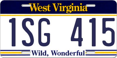 WV license plate 1SG415