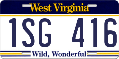WV license plate 1SG416