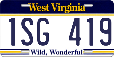 WV license plate 1SG419