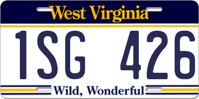 WV license plate 1SG426